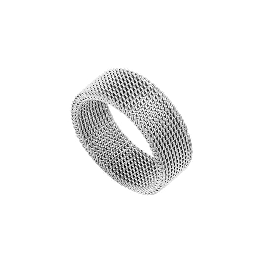 Flexible Mesh design Partner Rings Wedding Rings Friendship Rings Unisex US size 6-12 - Stainless Steel