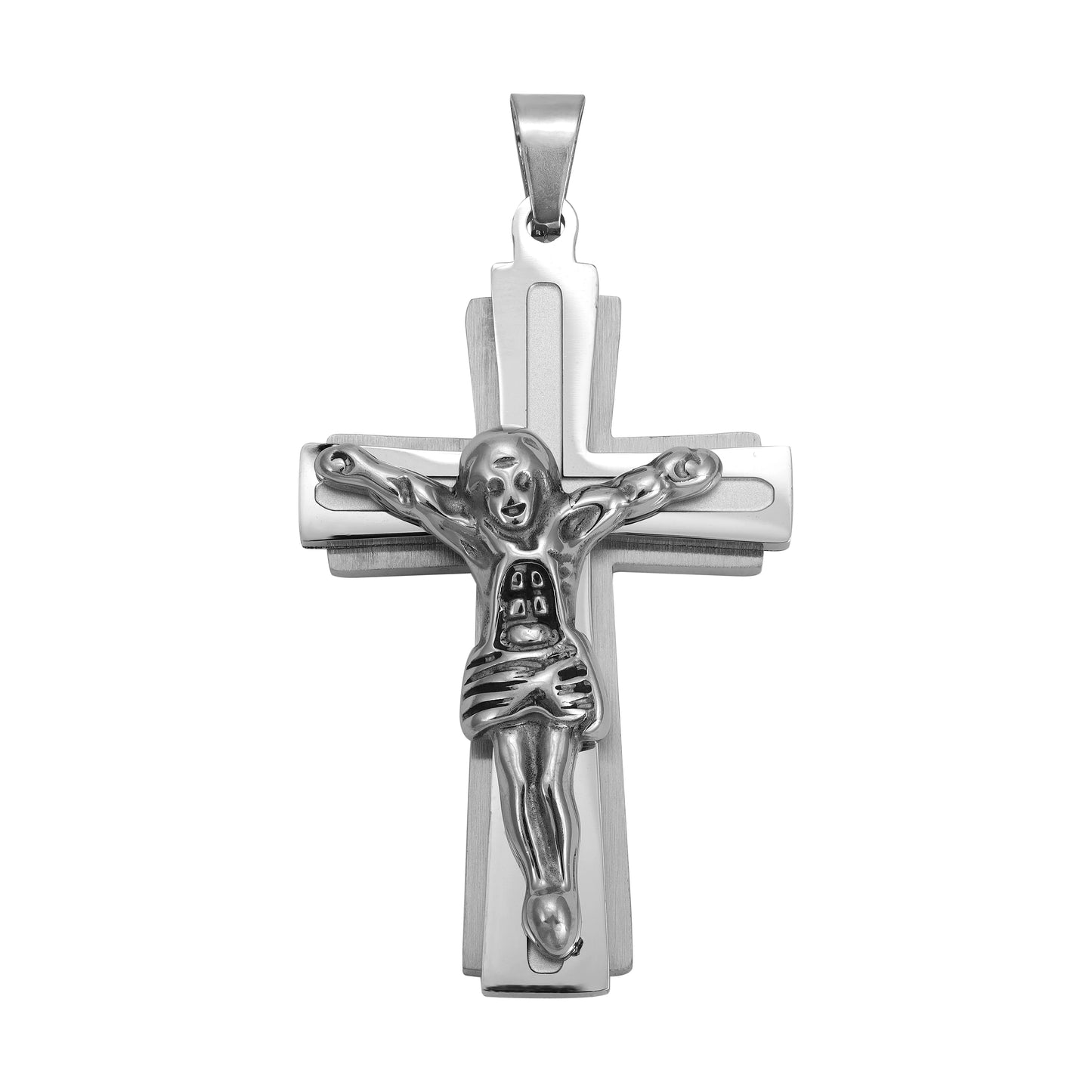 Cross with Jesus Pendant - Stainless Steel