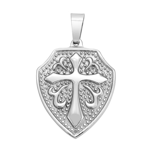 Cross Shield Pendant - Stainless Steel