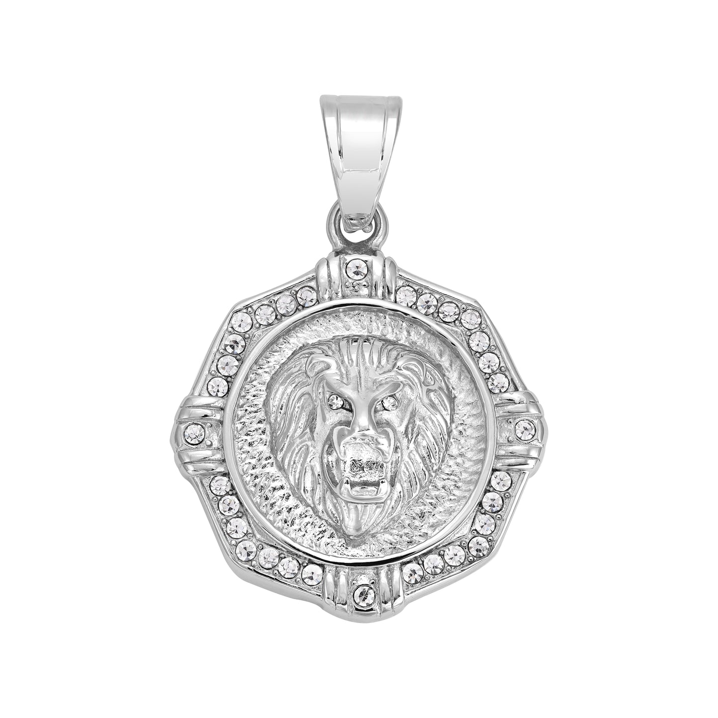 Iced Out Style Lion Pendant - Stainless Steel