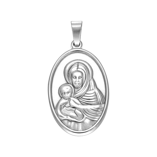 Holy Mary with Jesus Pendant - Stainless Steel