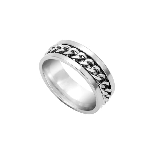 Curb Chain Cuban Link design Friendship Rings Unisex US size 6-13 - Stainless Steel