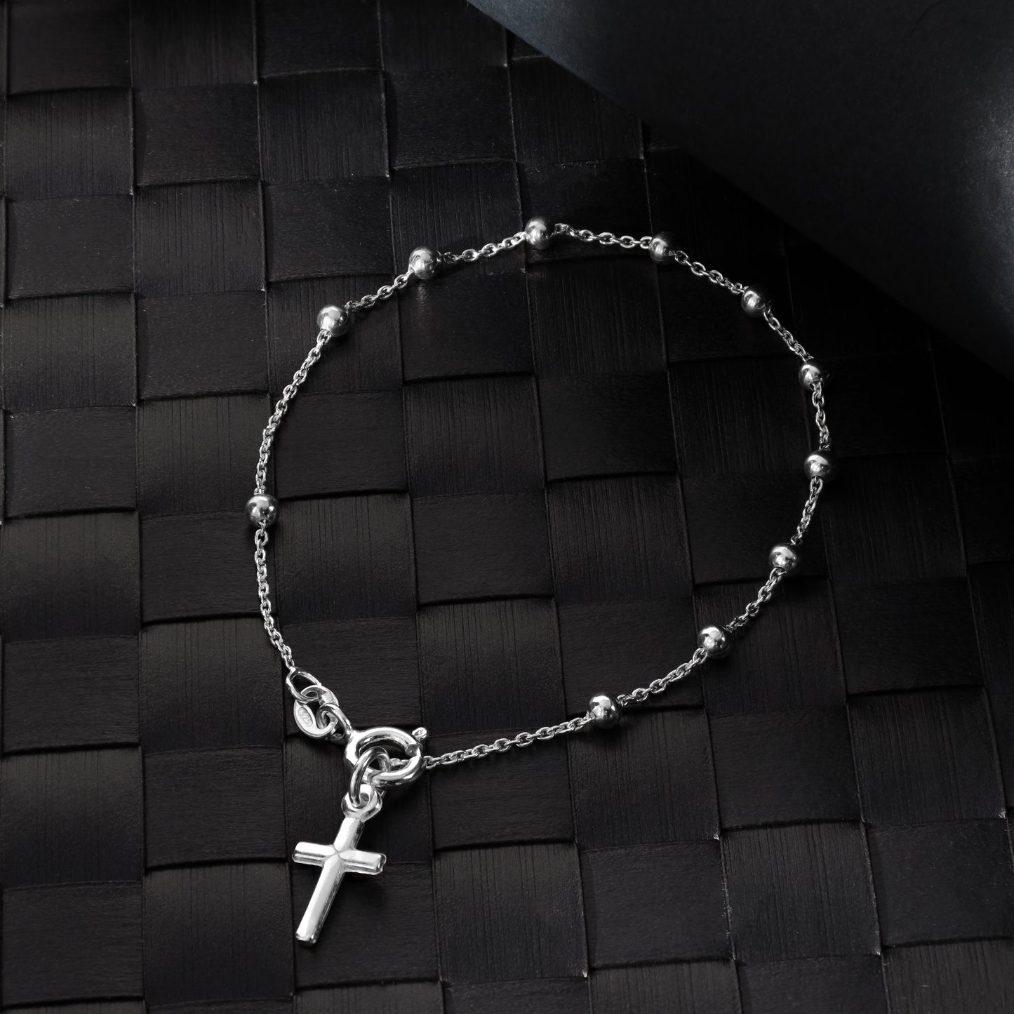 19cm Silver Bracelet with Cross Pendant - 925 Sterling Silver