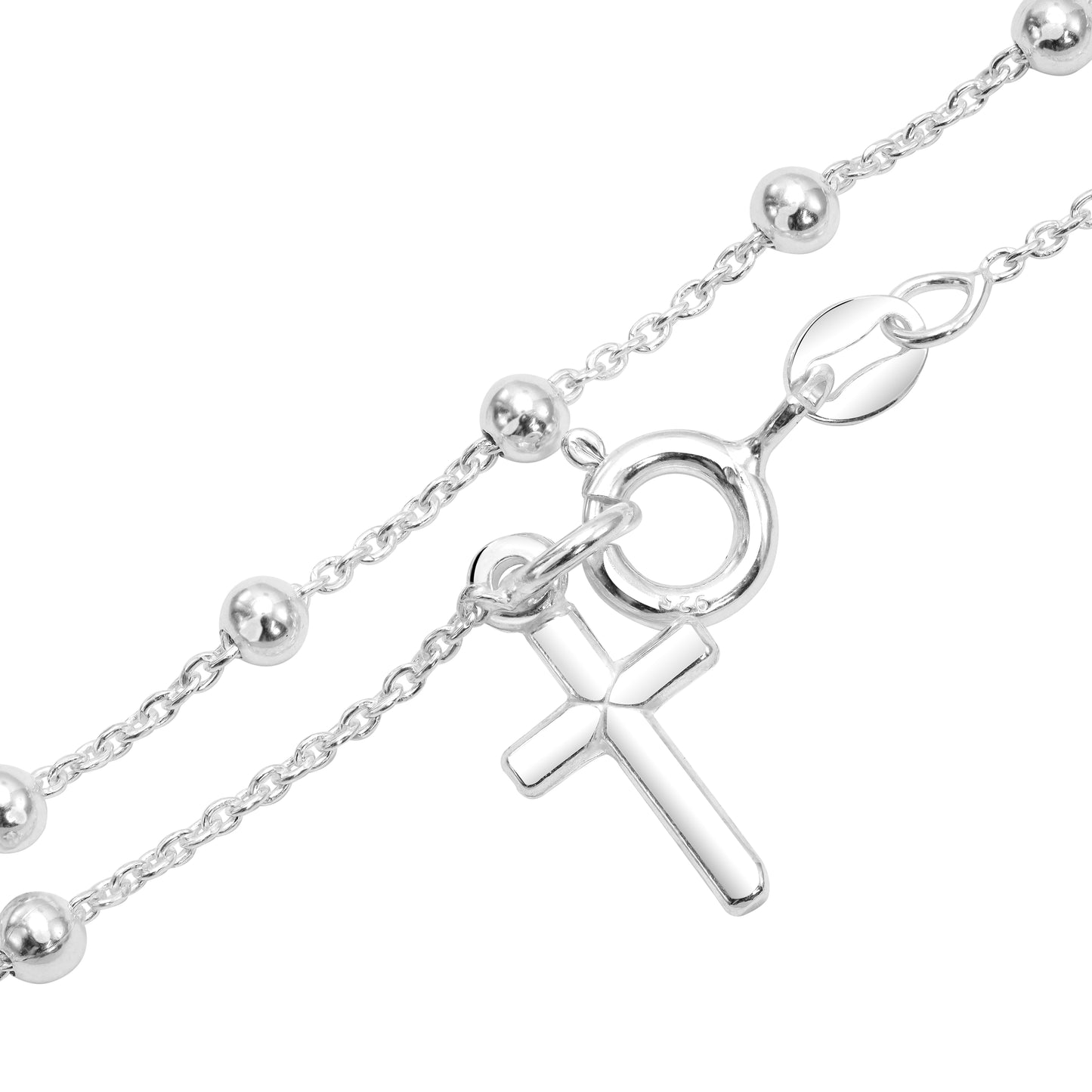 19cm Silver Bracelet with Cross Pendant - 925 Sterling Silver