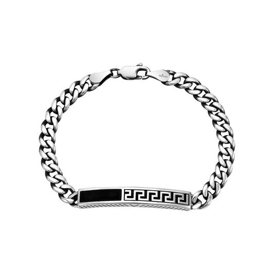 Oxidized Miami Cuban Chain with Greek design - 925 Sterling Silver