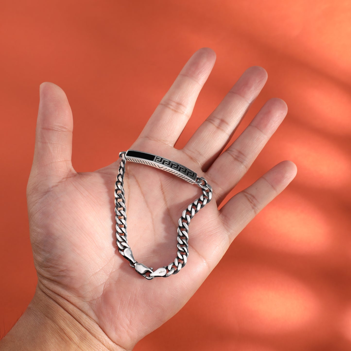 Oxidized Miami Cuban Chain with Greek design - 925 Sterling Silver