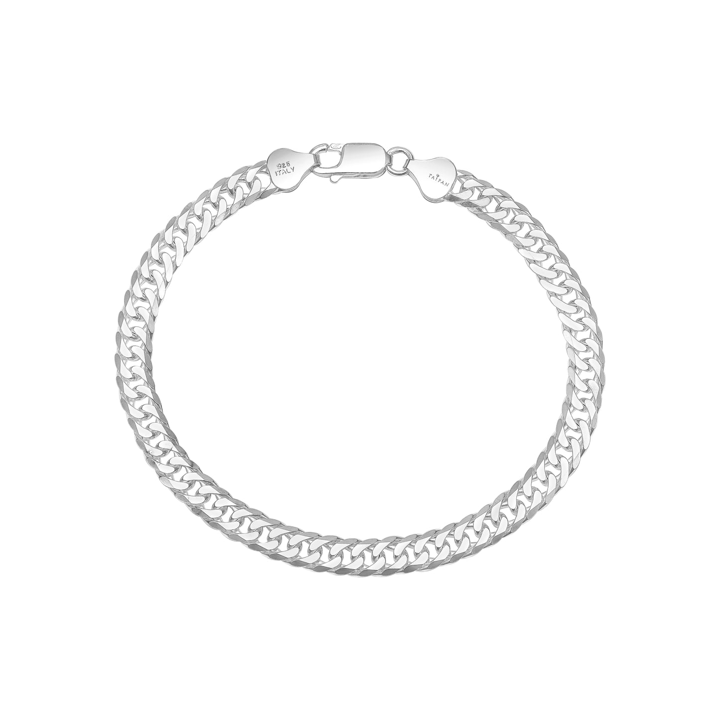 Double Curb Chain Bracelet 6mm - 925 Sterling Silver