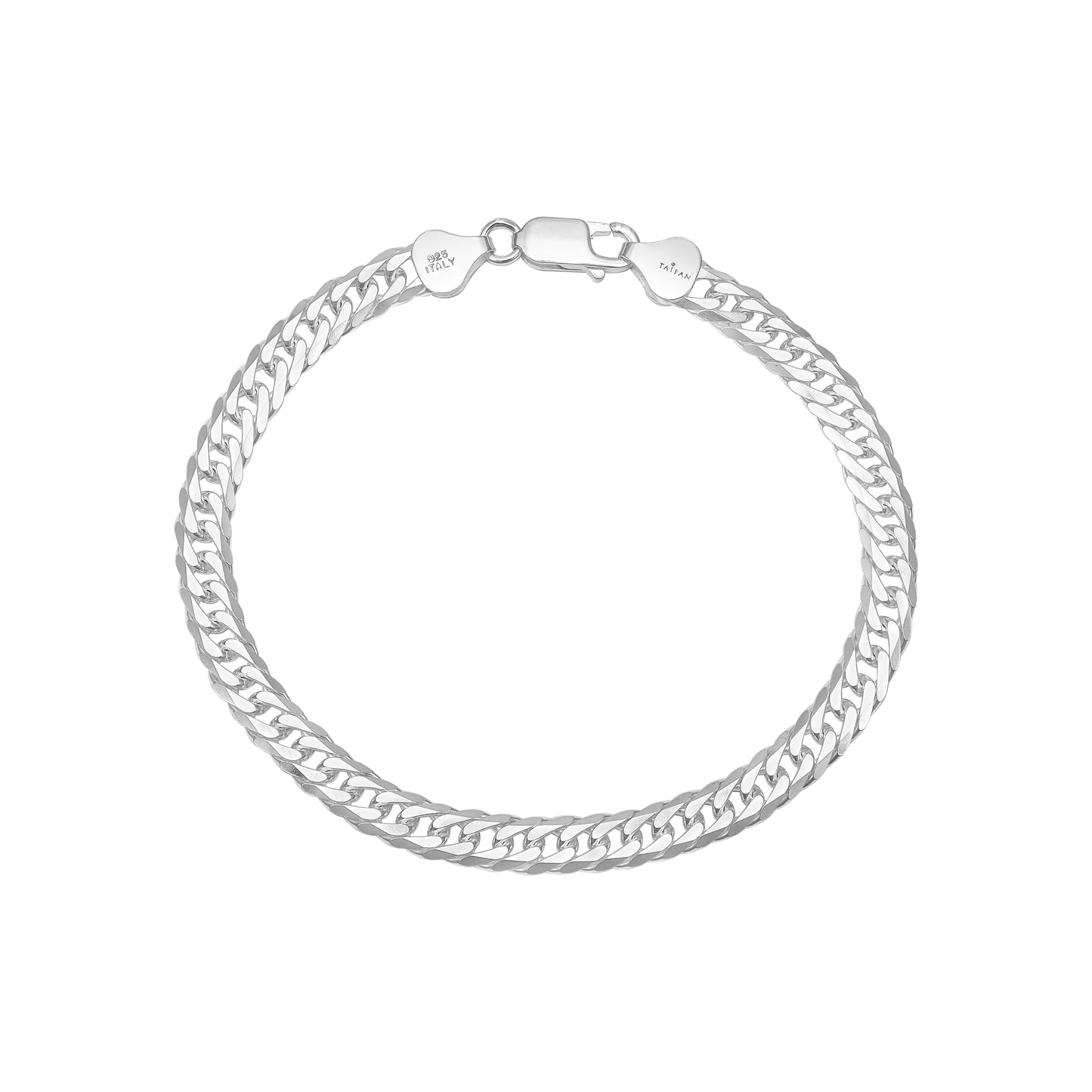 Double Curb Chain Bracelet 6mm - 925 Sterling Silver