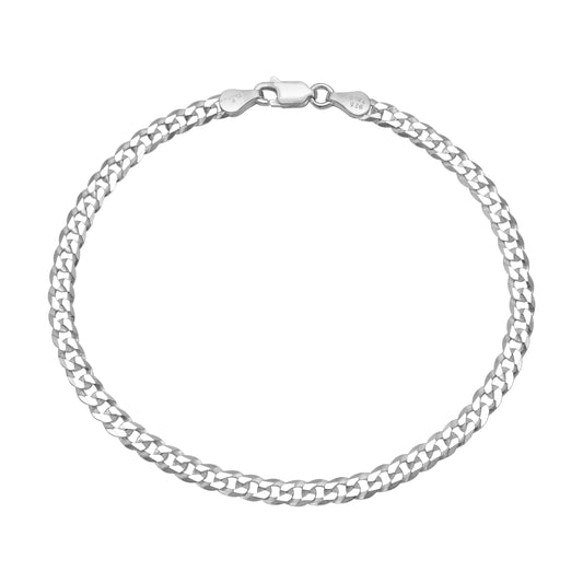 Flat Curb chain 4mm - 925 Sterling Silver