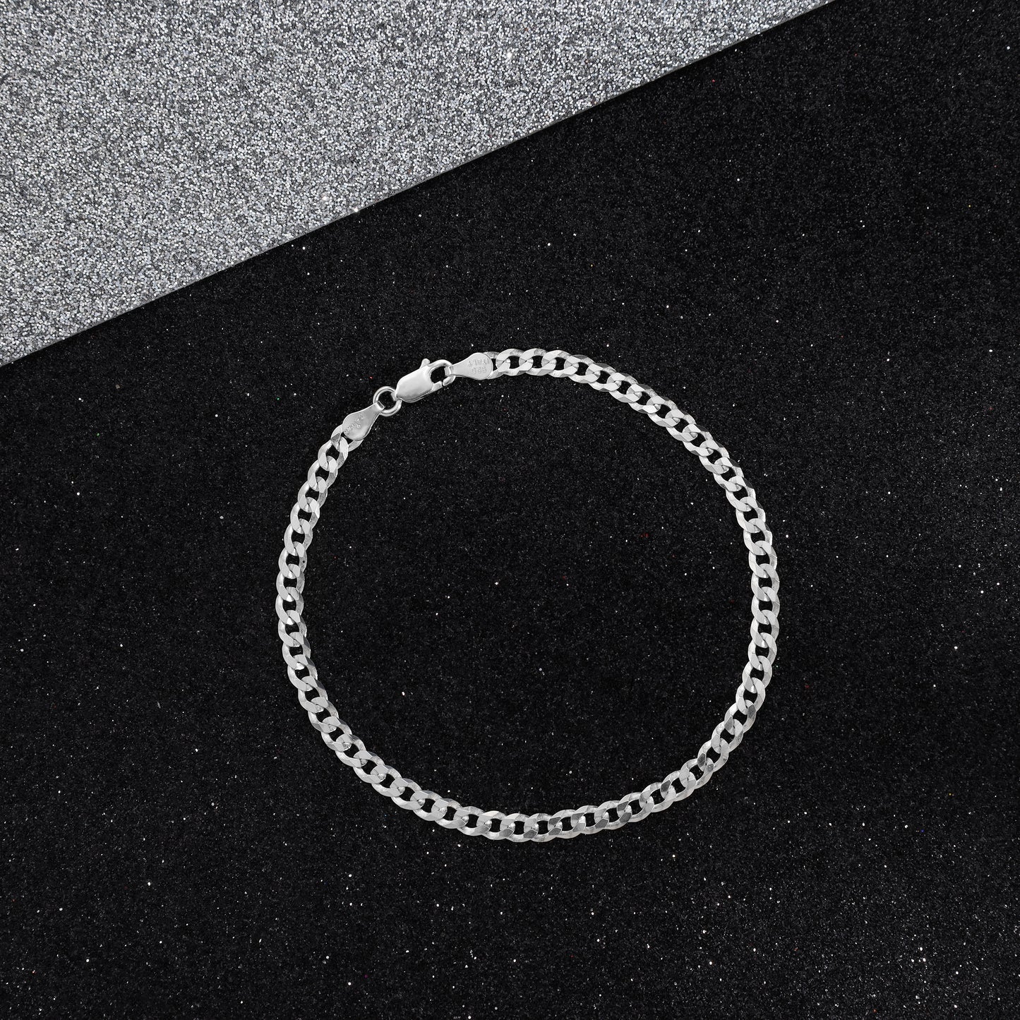 Flat Curb chain 4mm - 925 Sterling Silver