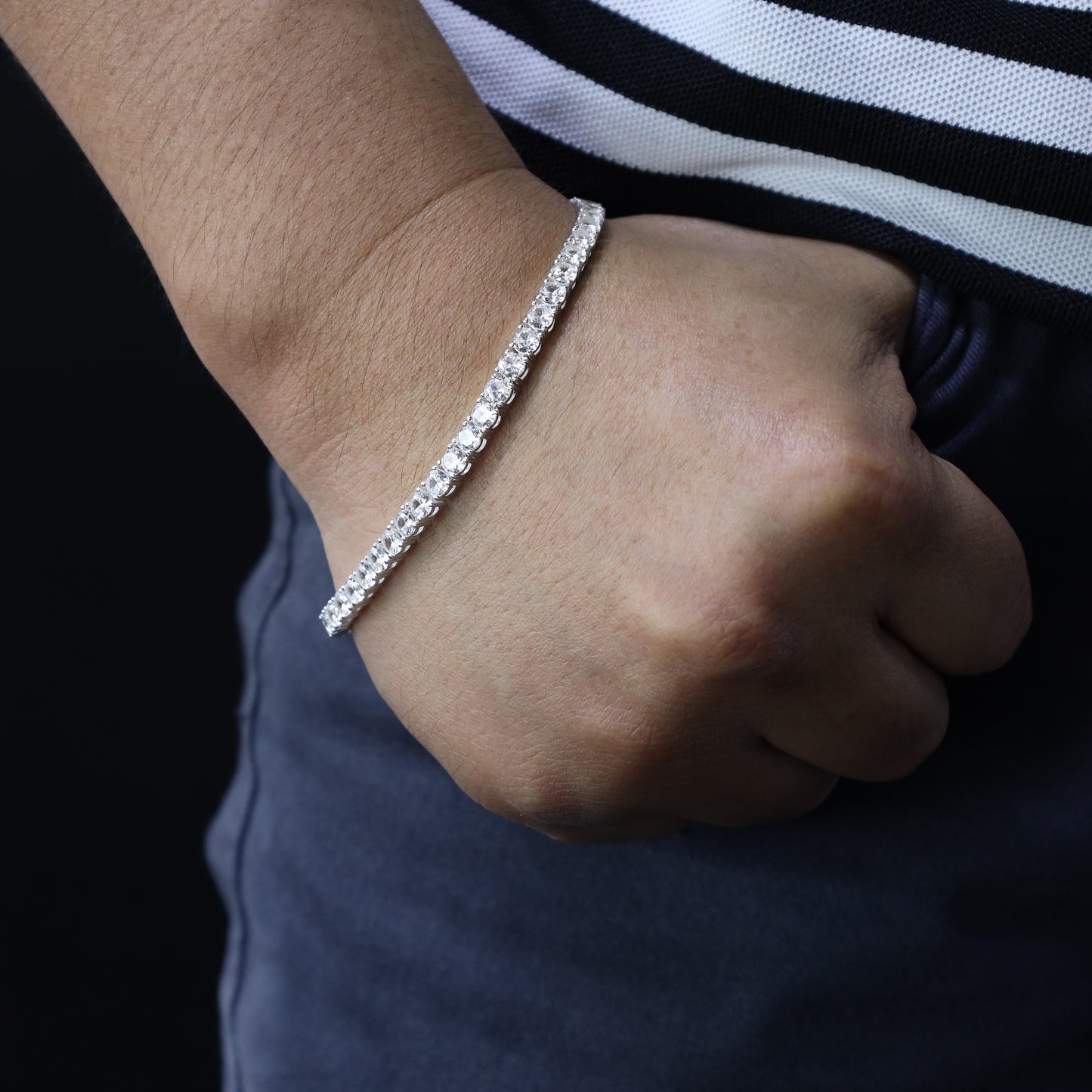 Iced Out Style Tennis Chain Bracelet 4mm - 925 Sterling Silver