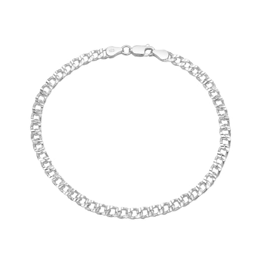 Curb Chain with Engraving 4mm 21cm Bracelet - 925 Sterling Silver