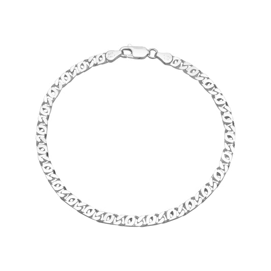 Curb Chain  4mm 21cm Bracelet  - 925 Sterling Silver