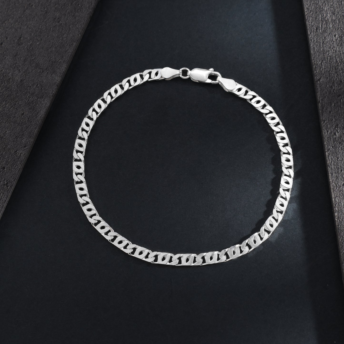 Curb Chain  4mm 21cm Bracelet  - 925 Sterling Silver