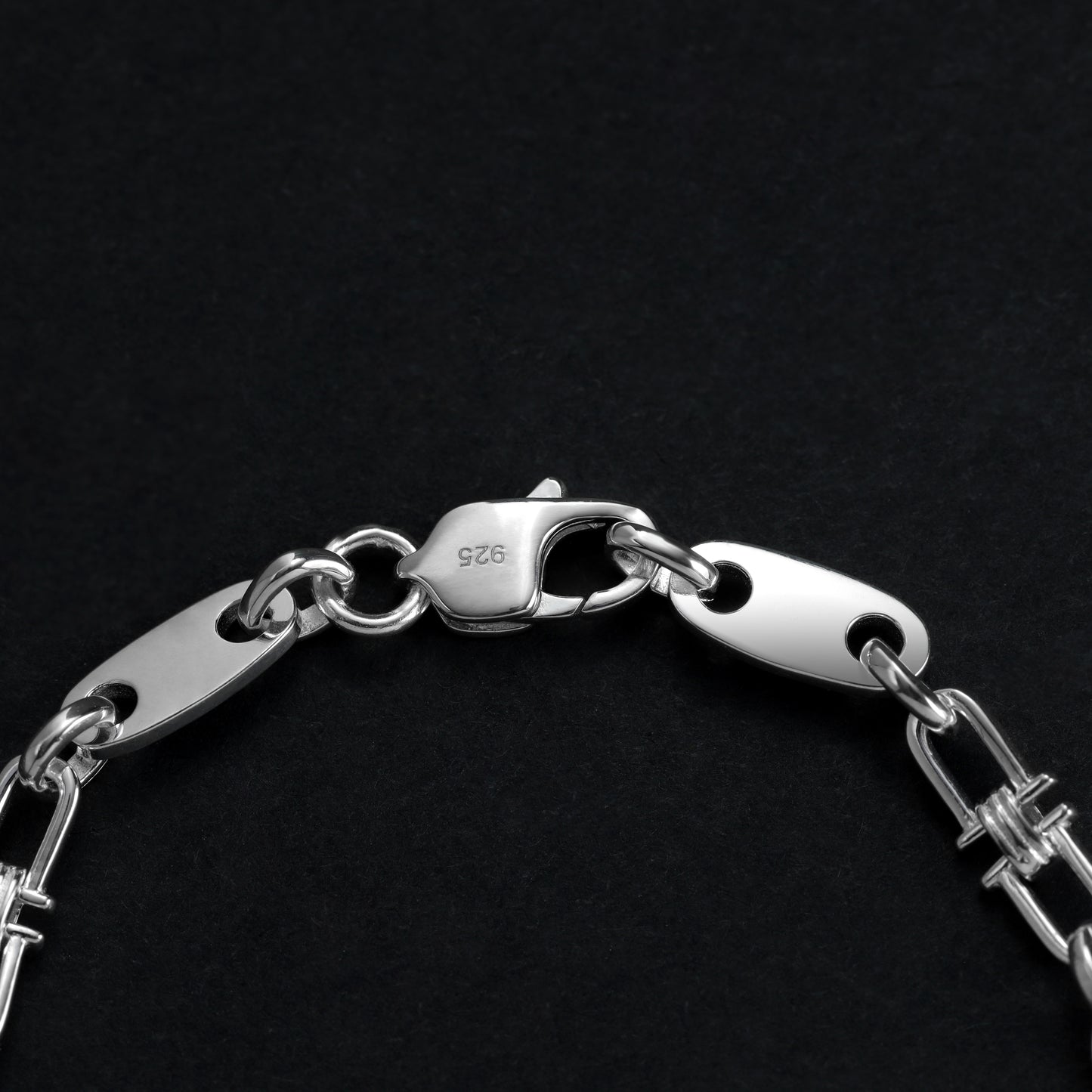 Plate Chain Bracelet movable link 5mm - 925 Sterling Silver