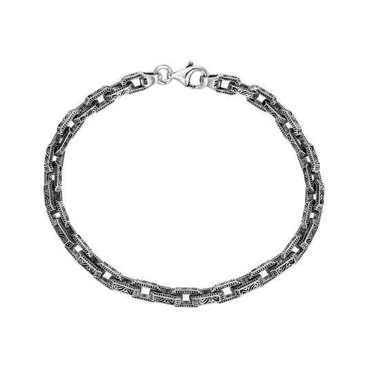 Anchor Chain Bracelet Oxidized 5mm wide - 925 Sterling Silver "Oriental Dream"