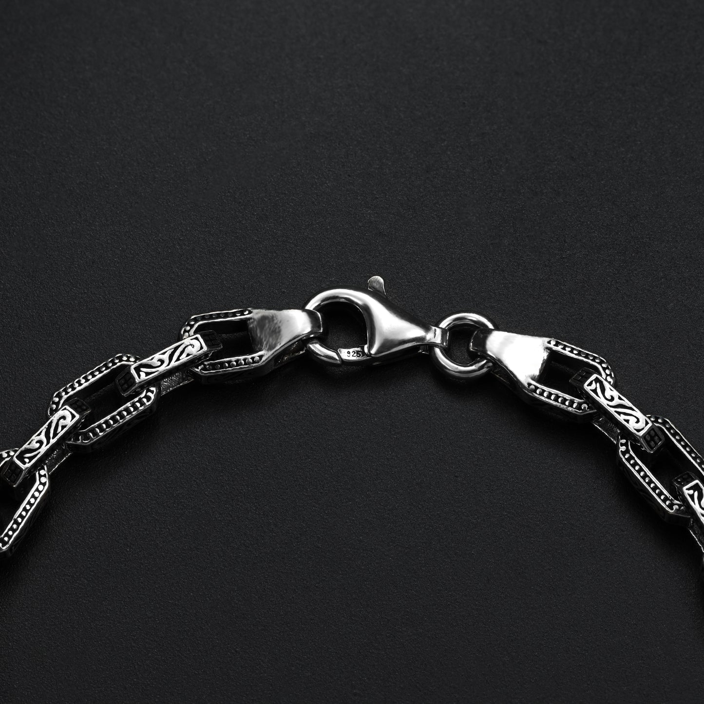 Anchor Chain Bracelet Oxidized 5mm wide - 925 Sterling Silver "Oriental Dream"