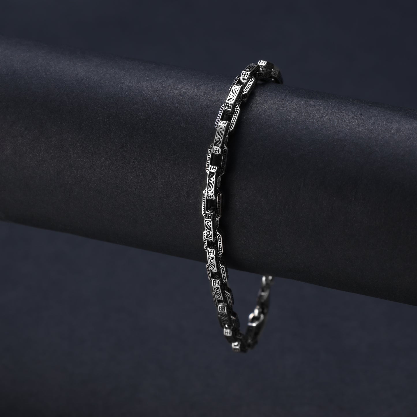 Anchor Chain Bracelet Oxidized 5mm wide - 925 Sterling Silver "Oriental Dream"