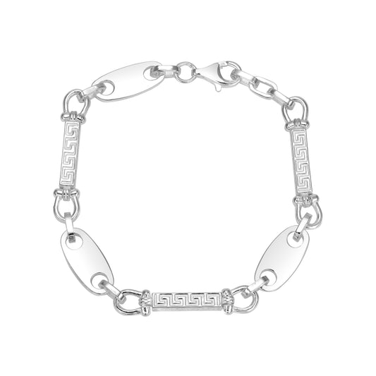 Dubai Plate Chain 8mm wide Bracelet - 925 Sterling Silver "Oriental Dream"