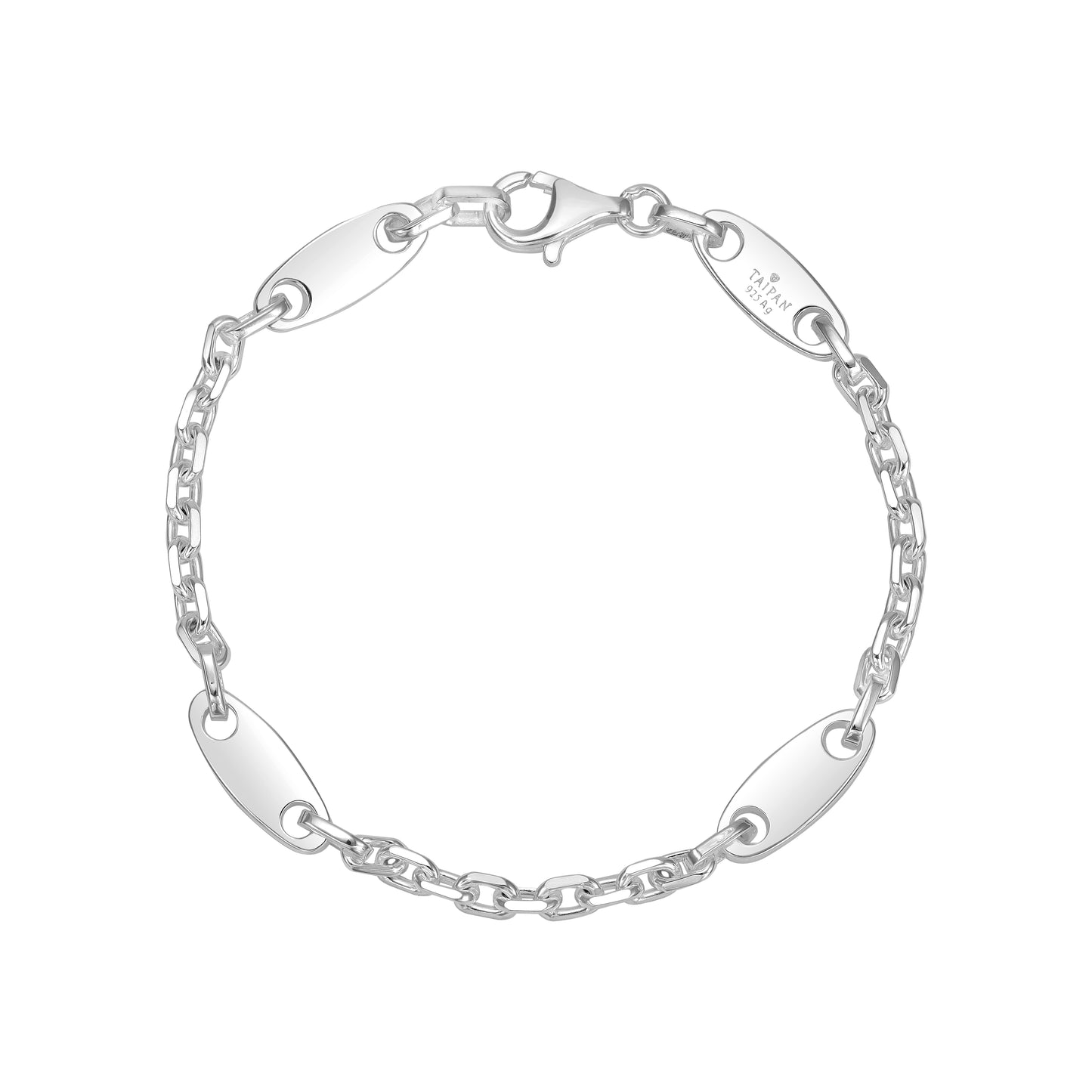 Luxor Chain Plate Chain + Anchor Chain 6mm wide Bracelet - 925 Sterling Silver "Oriental Dream"