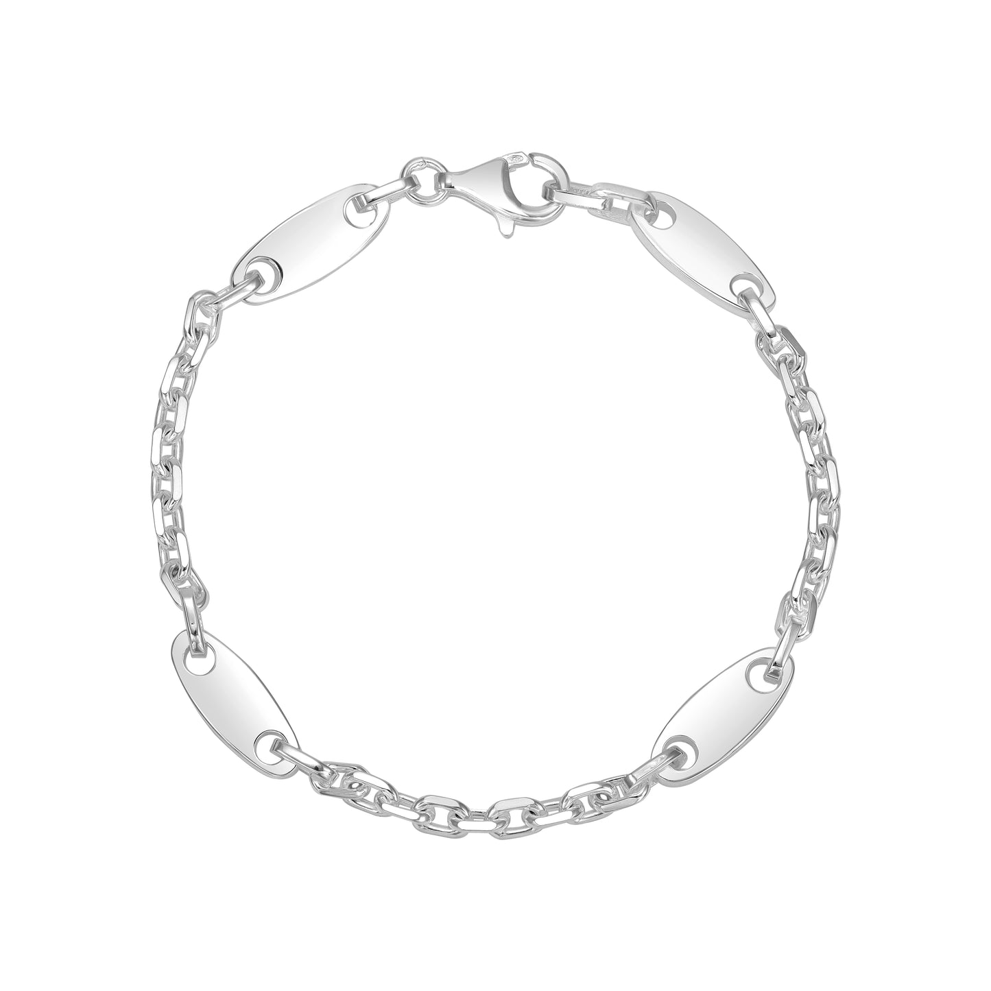 Luxor Chain Plate Chain + Anchor Chain 6mm wide Bracelet - 925 Sterling Silver "Oriental Dream"