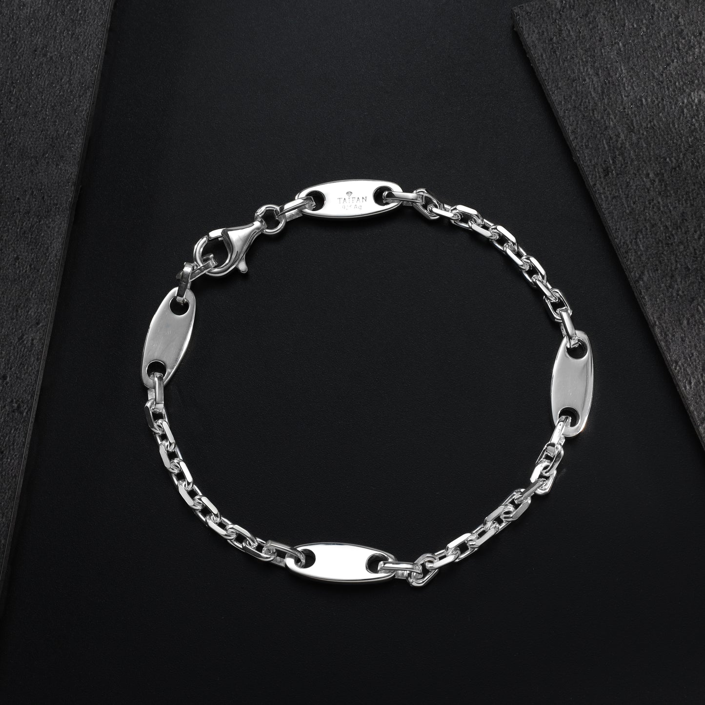 Luxor Chain Plate Chain + Anchor Chain 6mm wide Bracelet - 925 Sterling Silver "Oriental Dream"