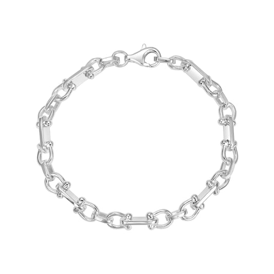 Pharao Chain Plate Chain 6.5mm wide Bracelet - 925 Sterling Silver "Oriental Dream"