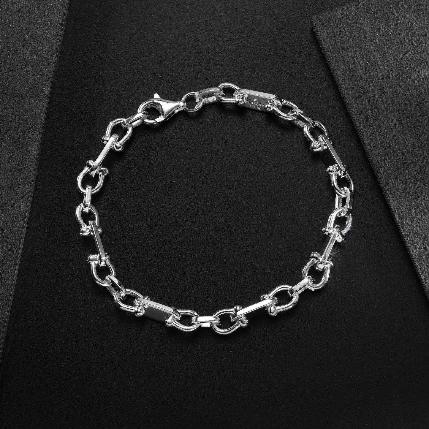 Pharao Chain Plate Chain 6.5mm wide Bracelet - 925 Sterling Silver "Oriental Dream"