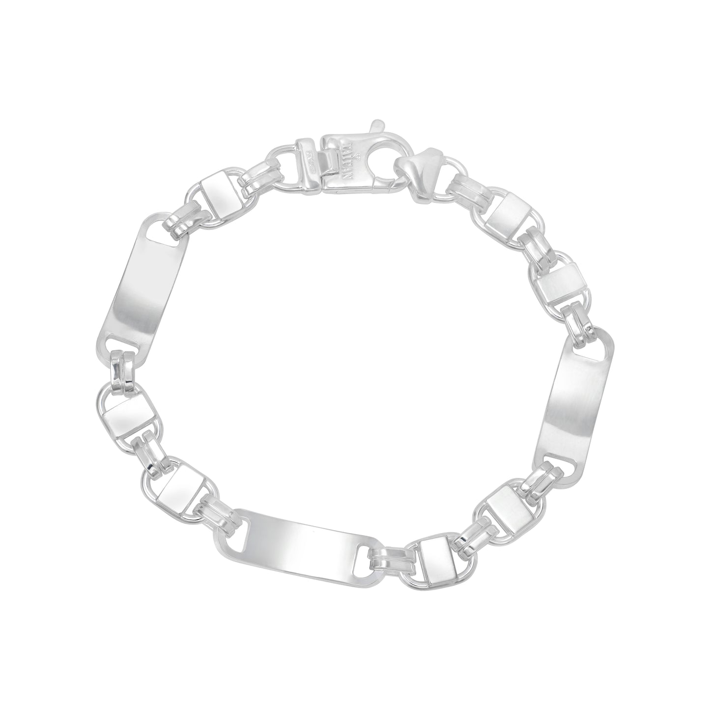 Plate Chain 2.0 Bracelet 21cm long 8mm wide - 925 Sterling Silver (B265)