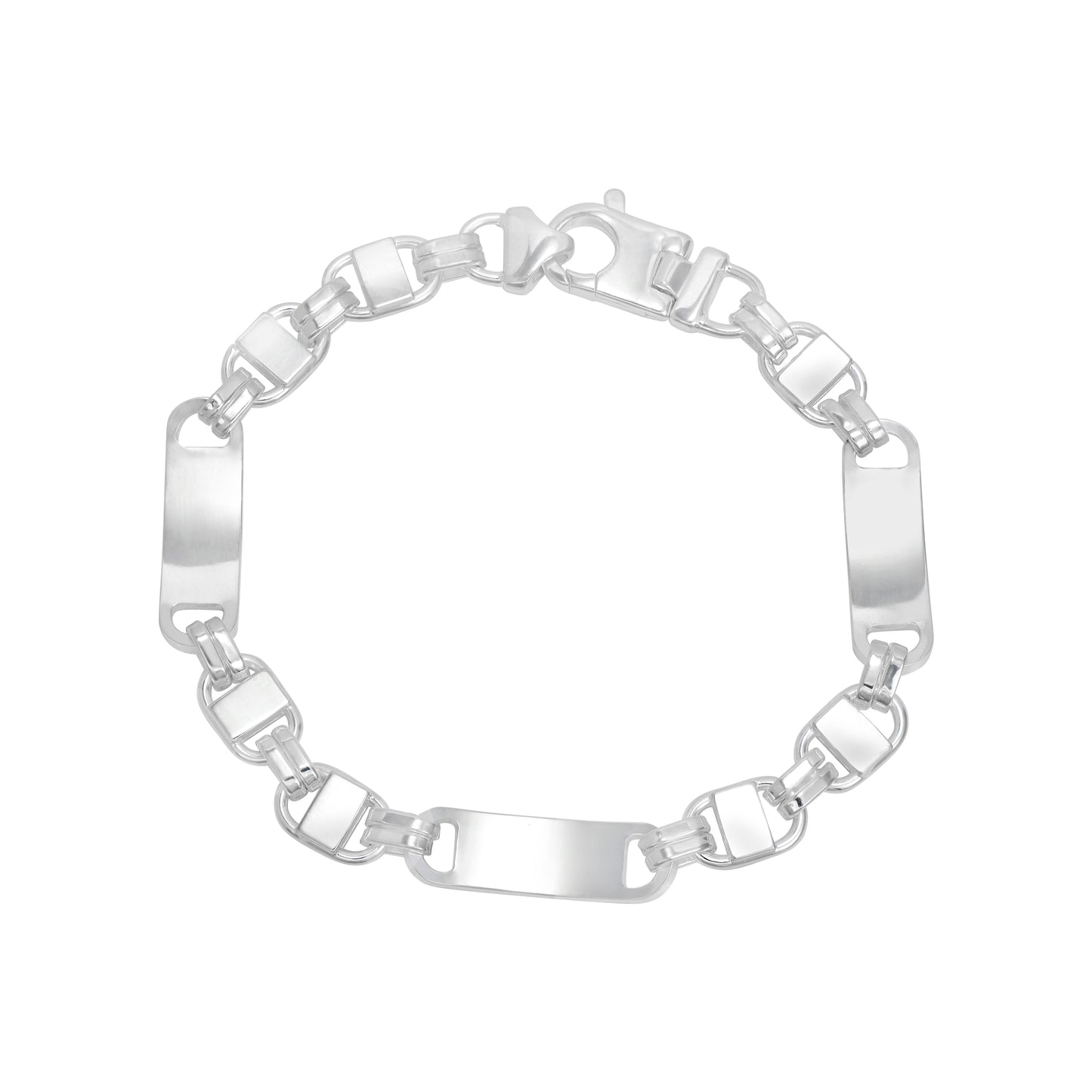 Plate Chain 2.0 Bracelet 21cm long 8mm wide - 925 Sterling Silver (B265)