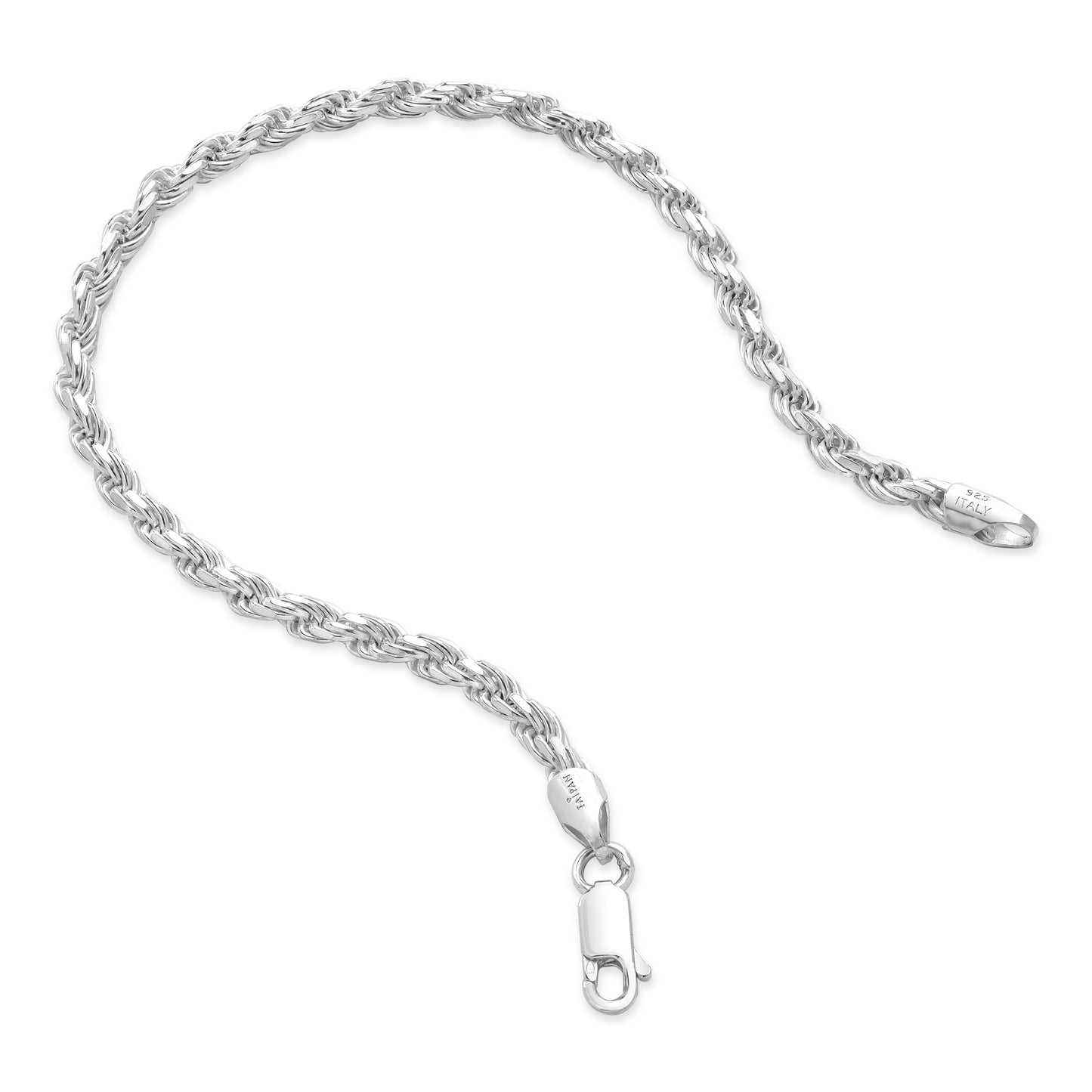 Rope Chain Bracelet 3.5mm - 925 Sterling Silver