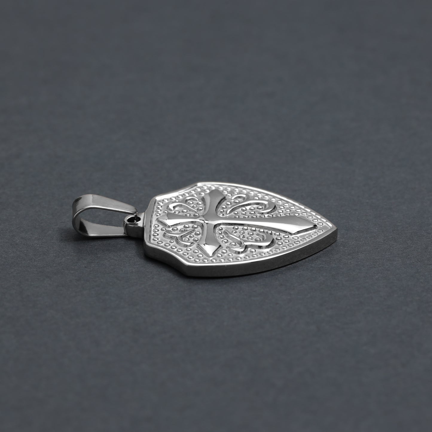 Cross Shield Pendant - Stainless Steel