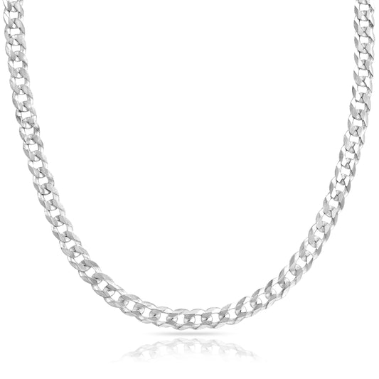 Flat Curb Chain 4mm - 925 Sterling Silver