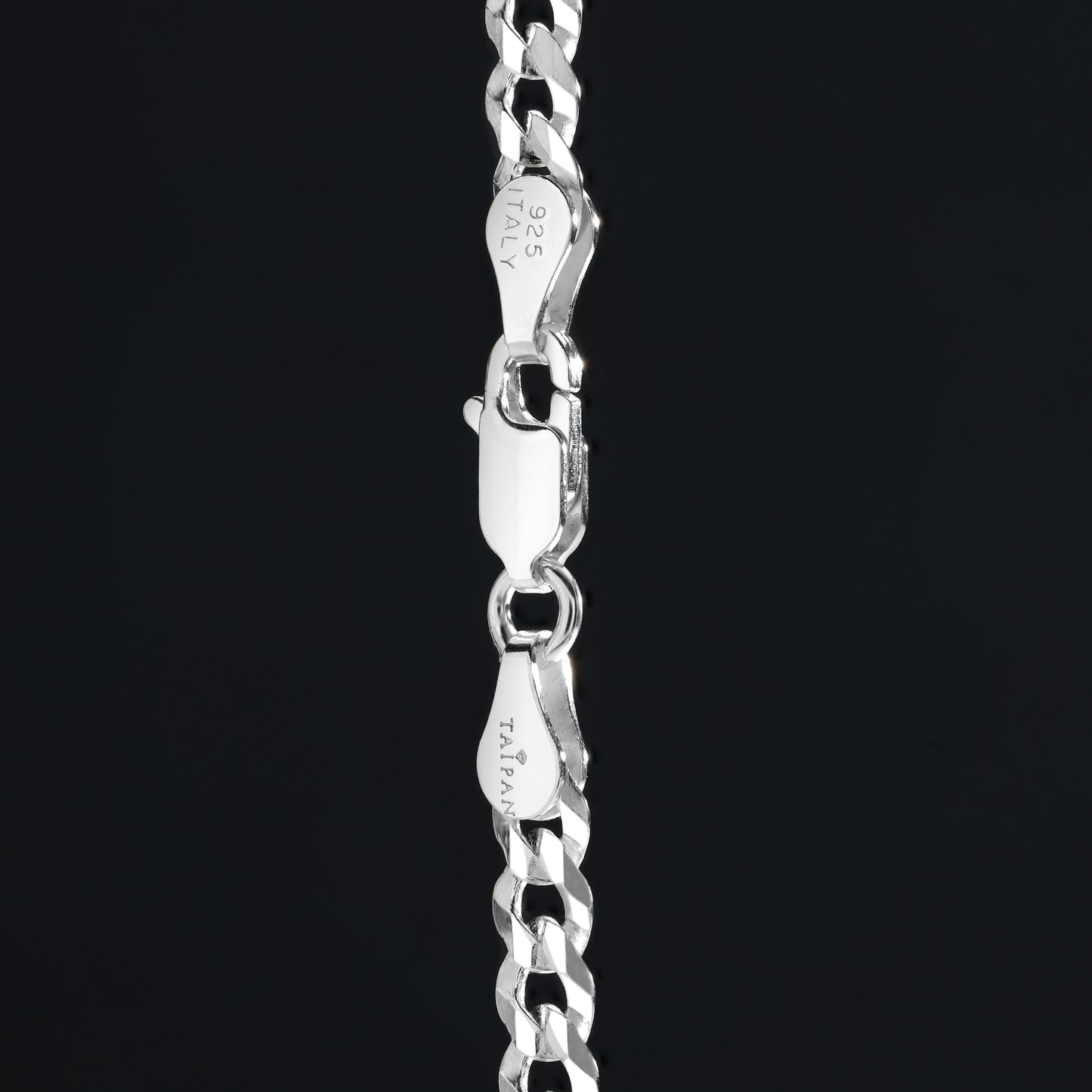 Flat Curb Chain 4mm - 925 Sterling Silver