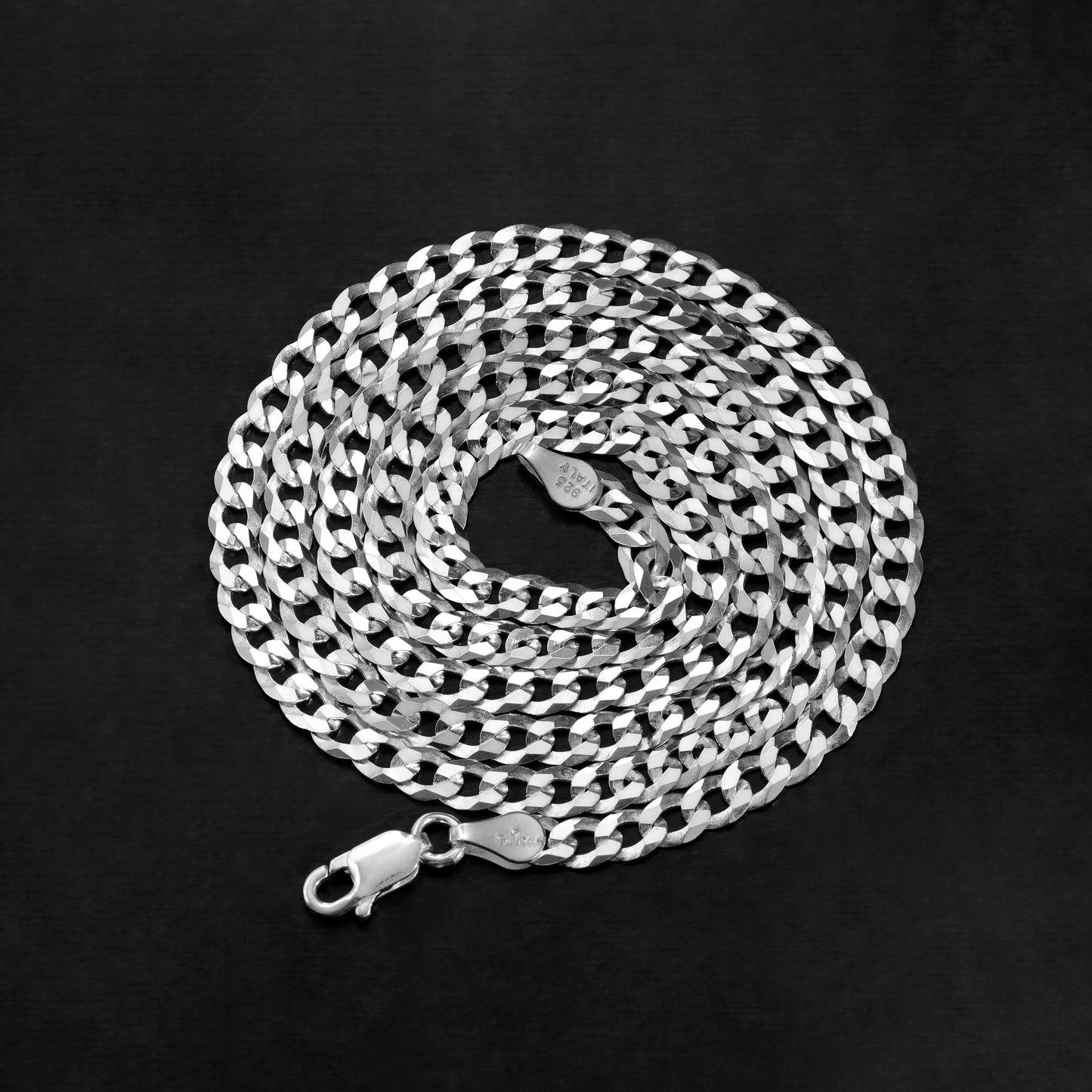 Flat Curb Chain 4mm - 925 Sterling Silver