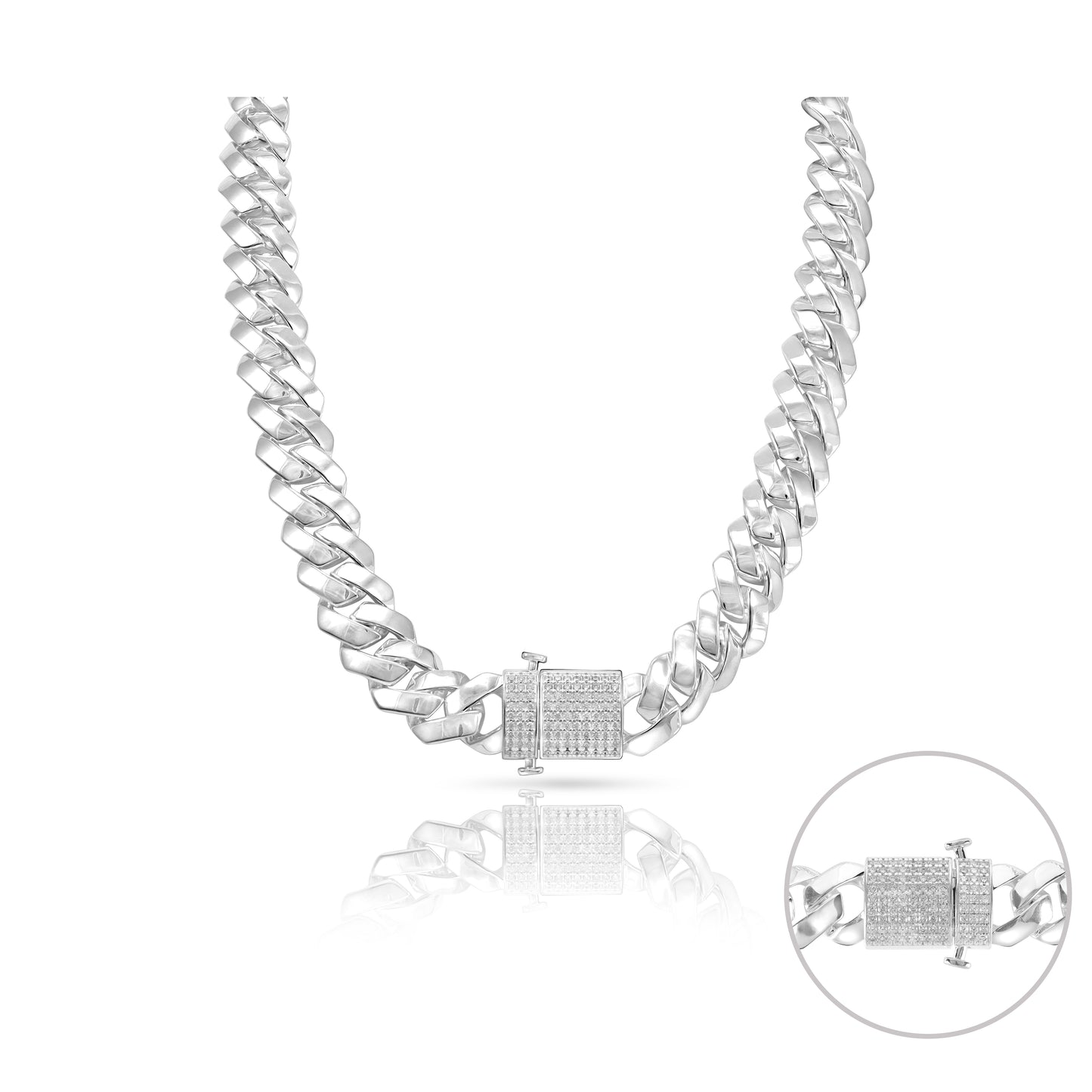 Iced Out Style Miami Cuban Link Chain 19mm - 925 Sterling Silver