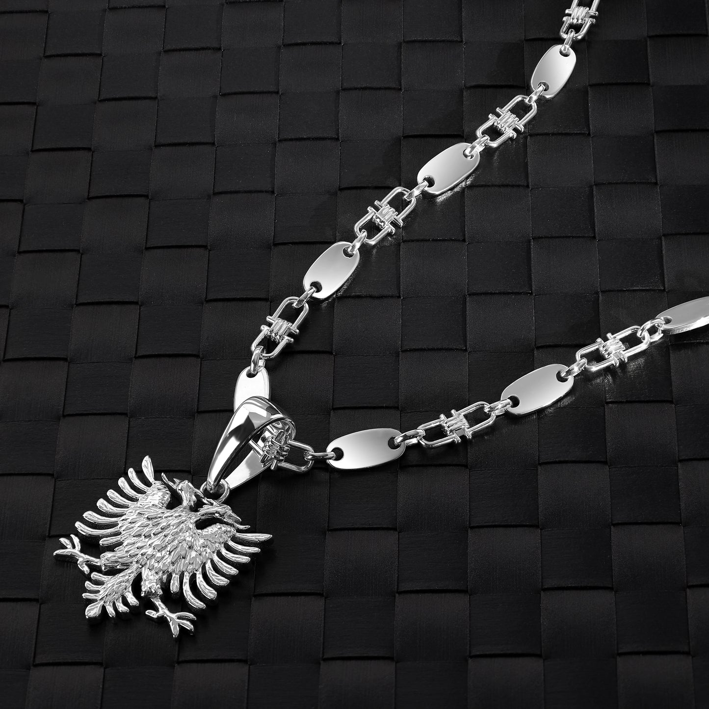 Albanian Eagle Flag Pendant - 925 Sterling Silver (PE159)