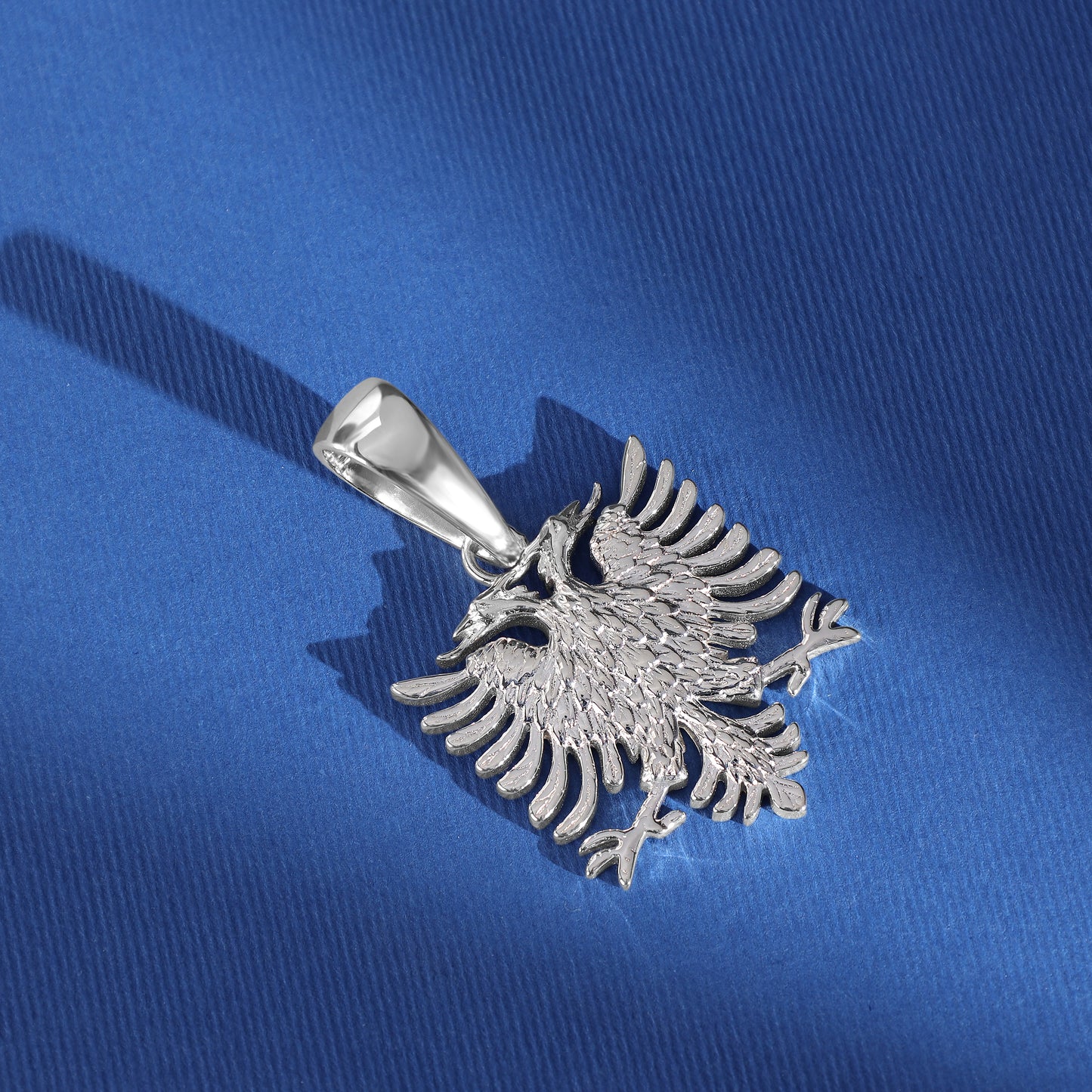 Albanian Eagle Flag Pendant - 925 Sterling Silver (PE159)