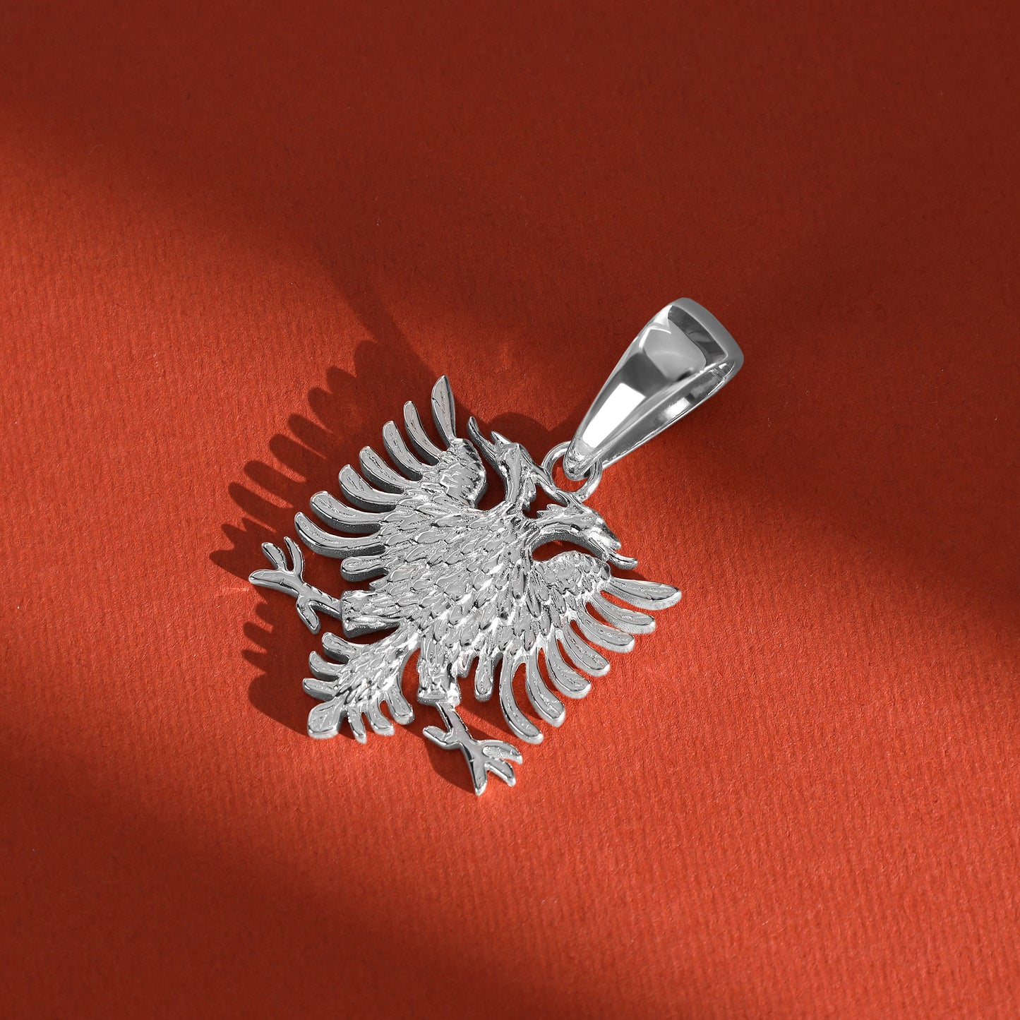 Albanian Eagle Flag Pendant - 925 Sterling Silver (PE159)