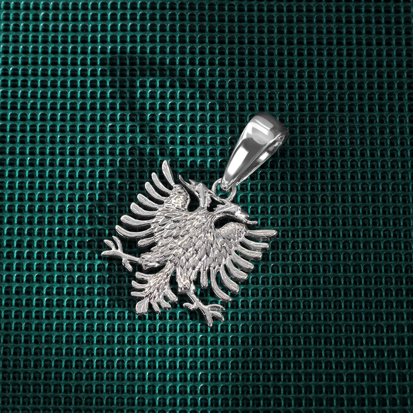 Albanian Eagle Flag Pendant - 925 Sterling Silver (PE159)