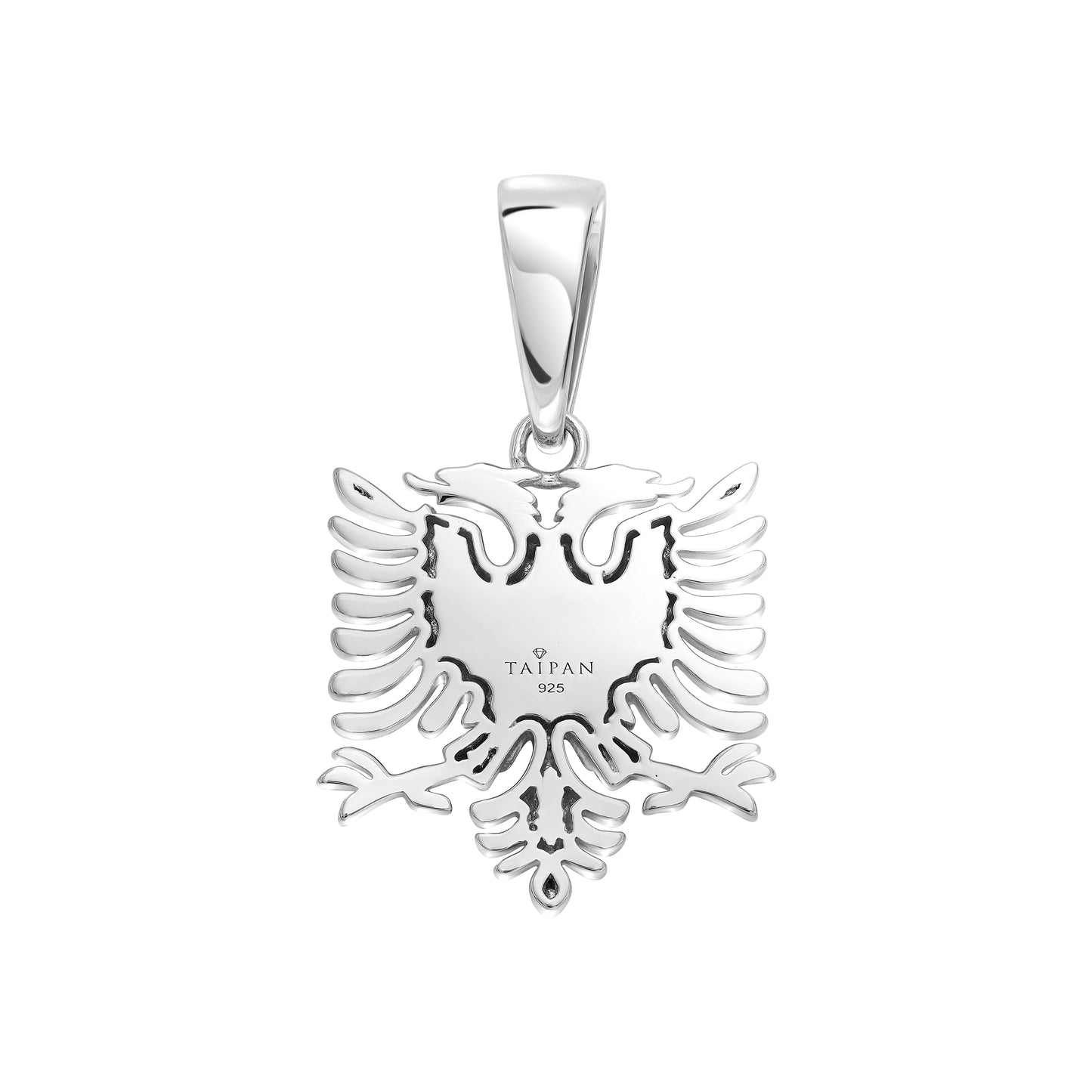 Albanian Eagle Flag Pendant - 925 Sterling Silver (PE159)