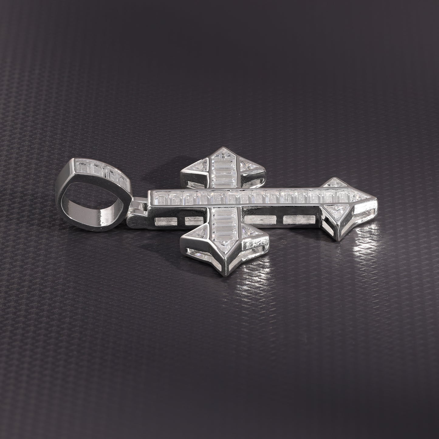 Iced Out Style Cross Pendant - 925 Sterling Silver