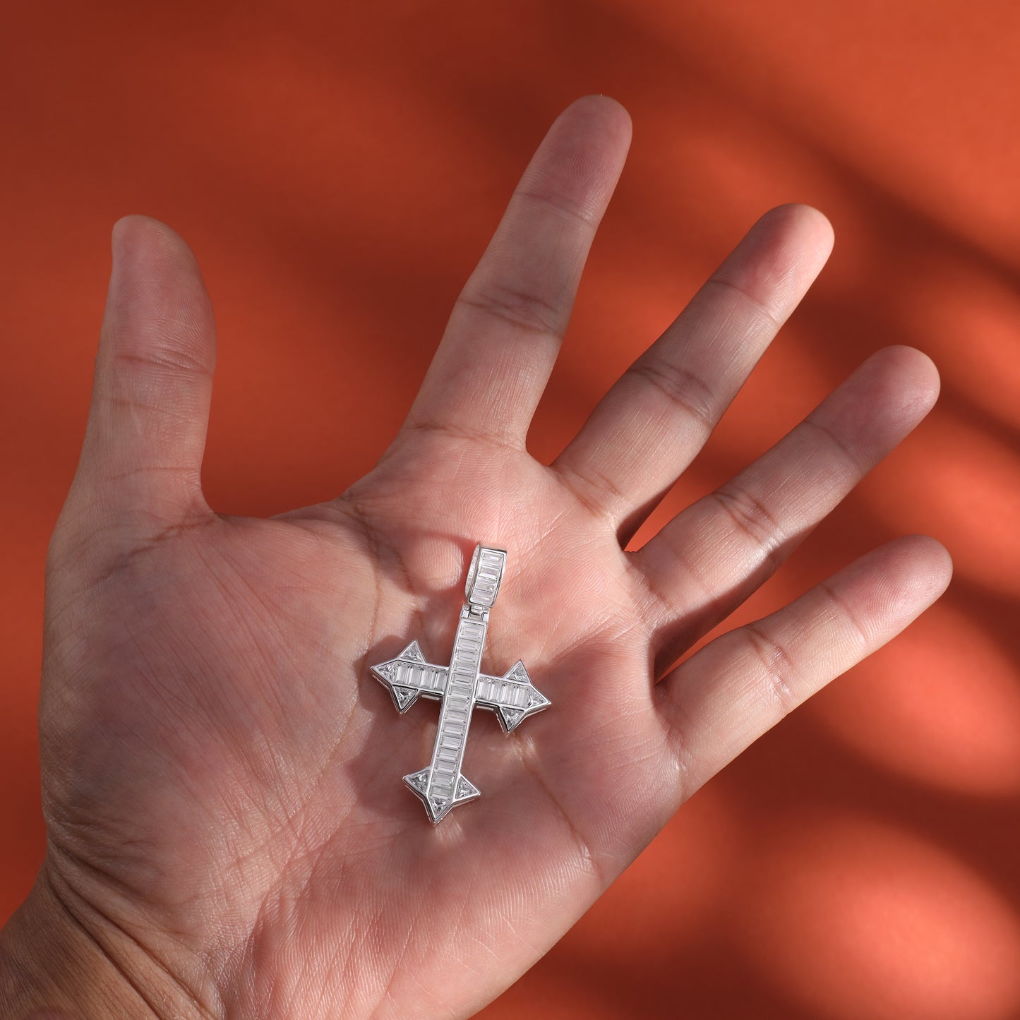 Iced Out Style Cross Pendant - 925 Sterling Silver