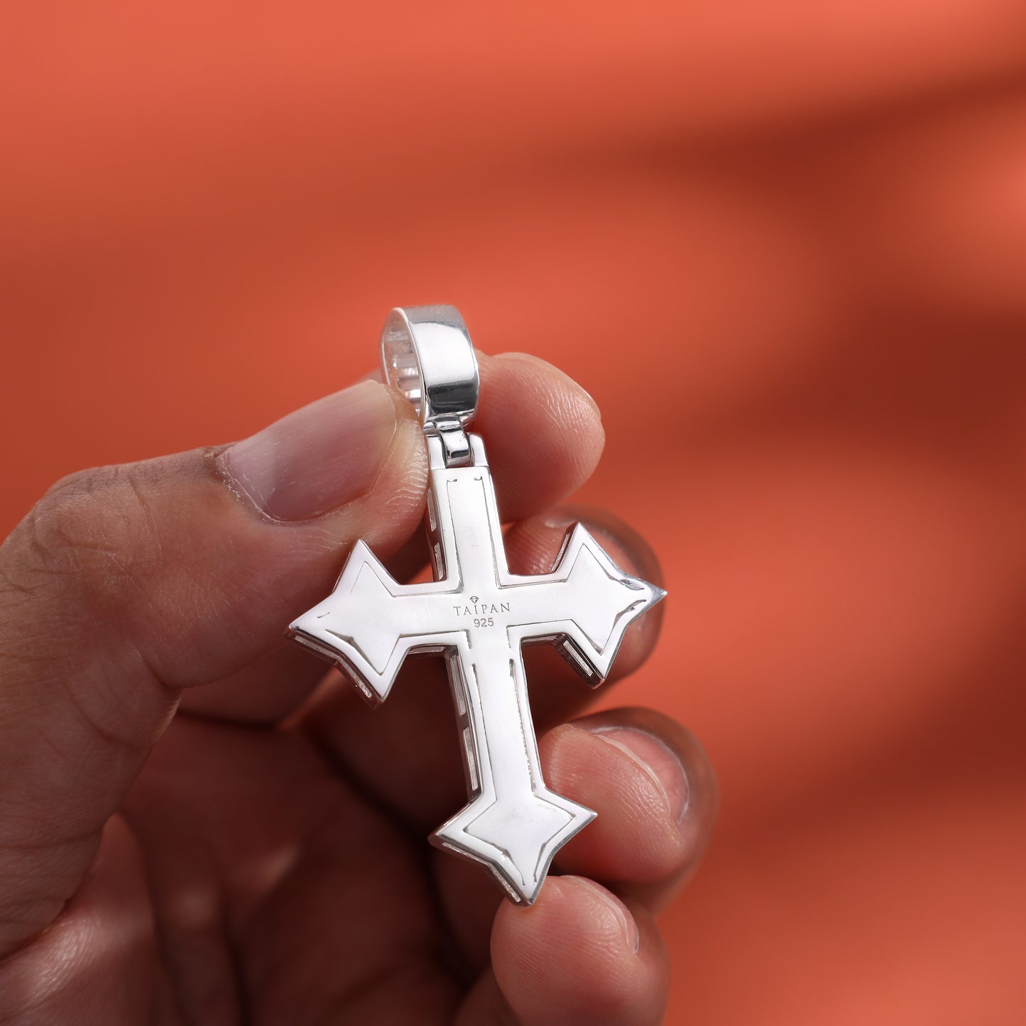 Iced Out Style Cross Pendant - 925 Sterling Silver