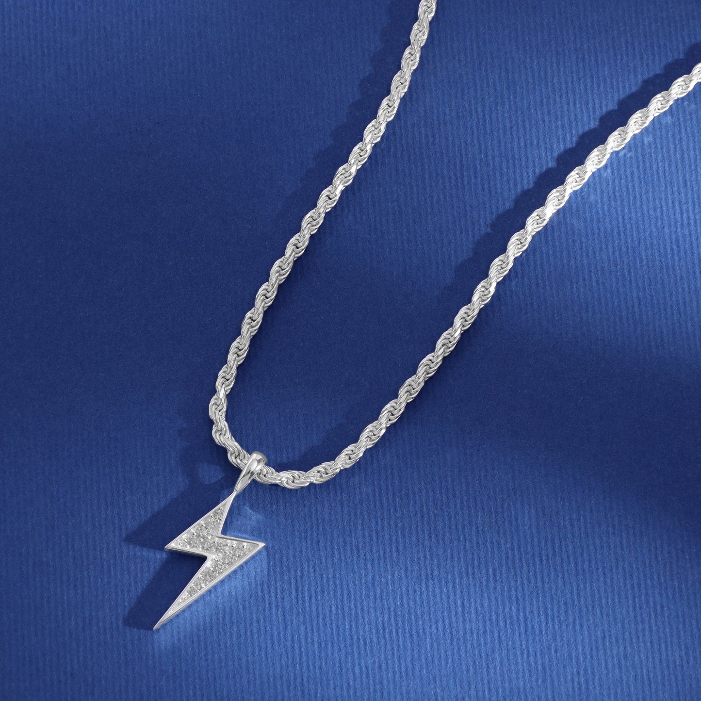 Iced Out Style Lightning Pendant - 925 Sterling Silver