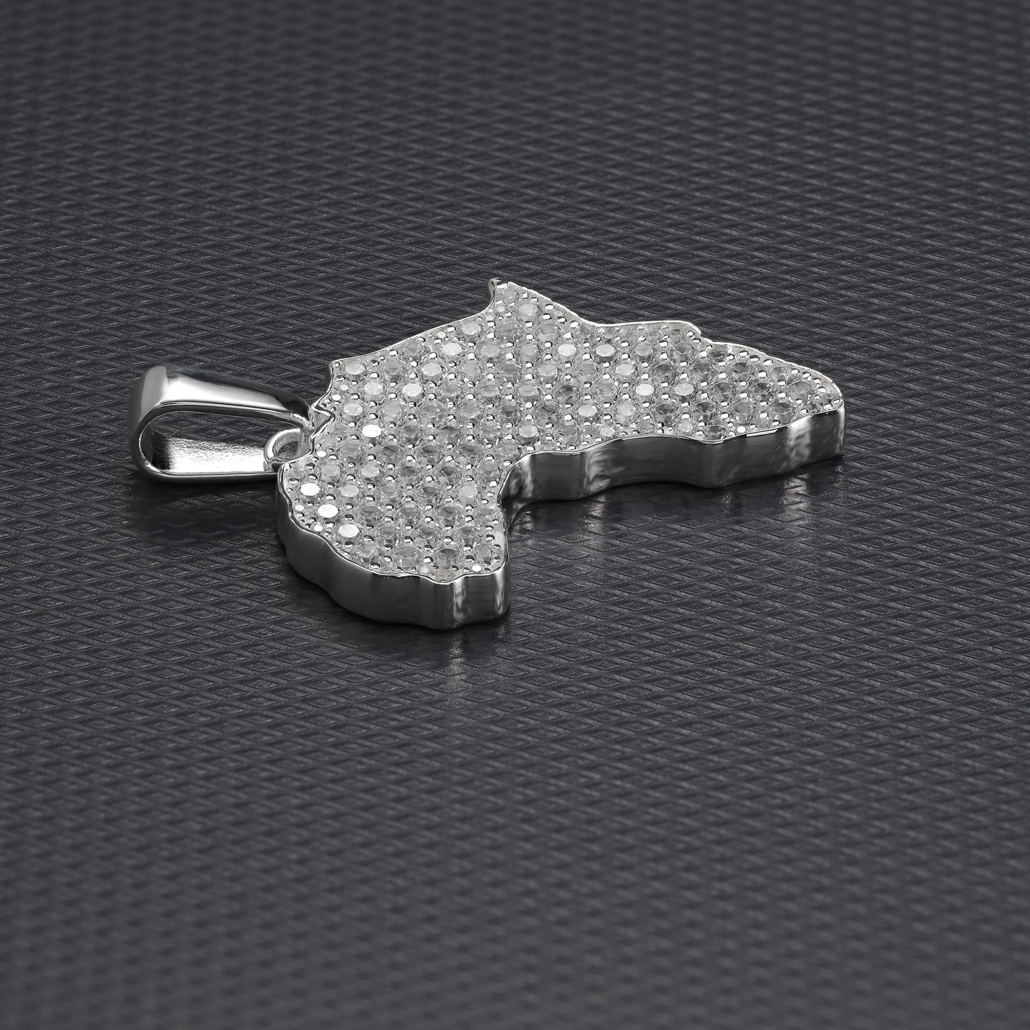 Iced Out Style Africa Pendant - 925 Sterling Silver