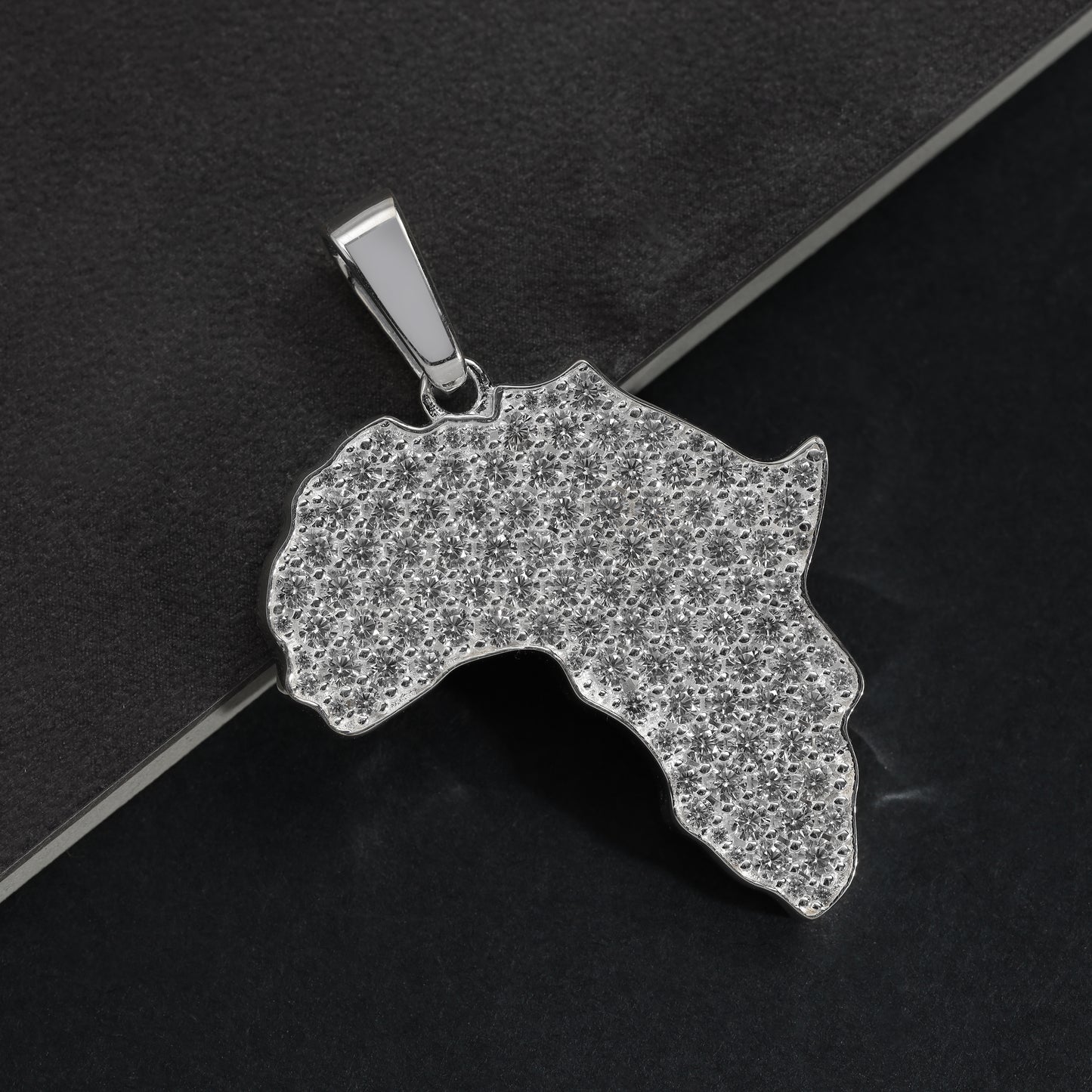 Iced Out Style Africa Pendant - 925 Sterling Silver