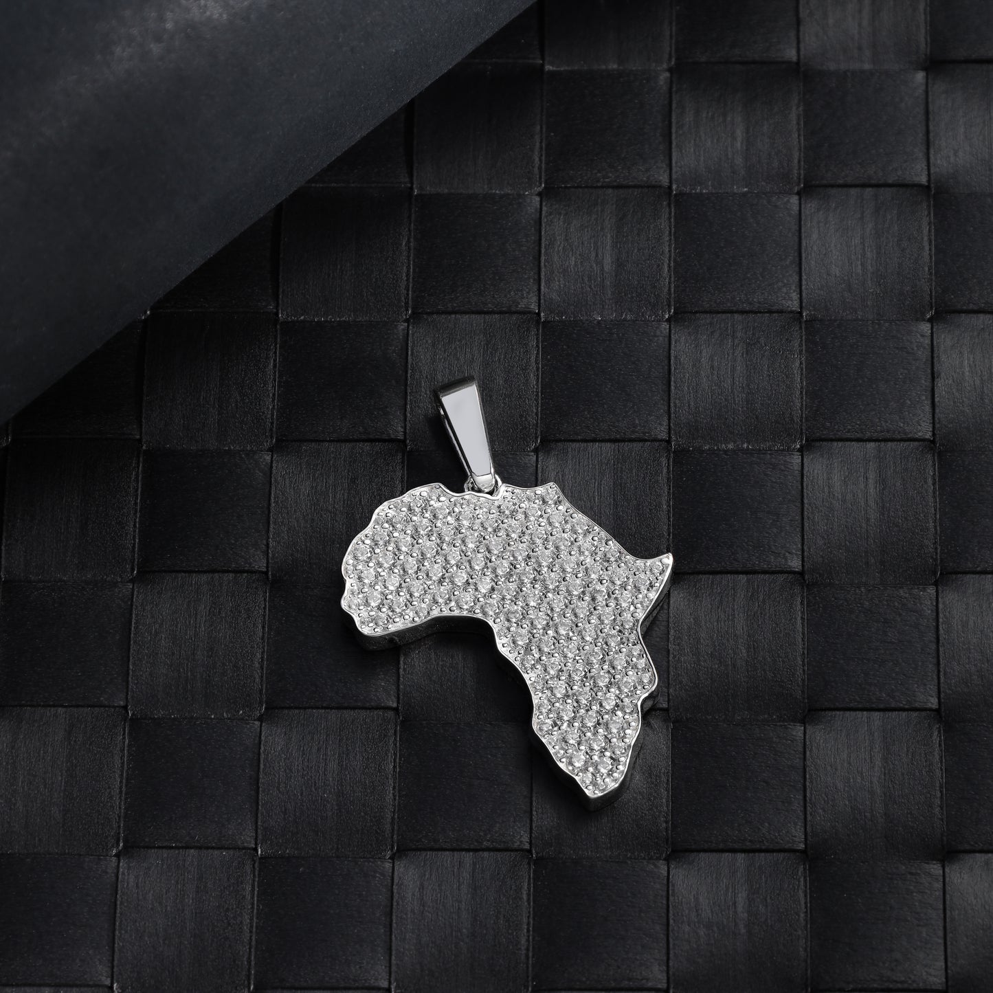 Iced Out Style Africa Pendant - 925 Sterling Silver