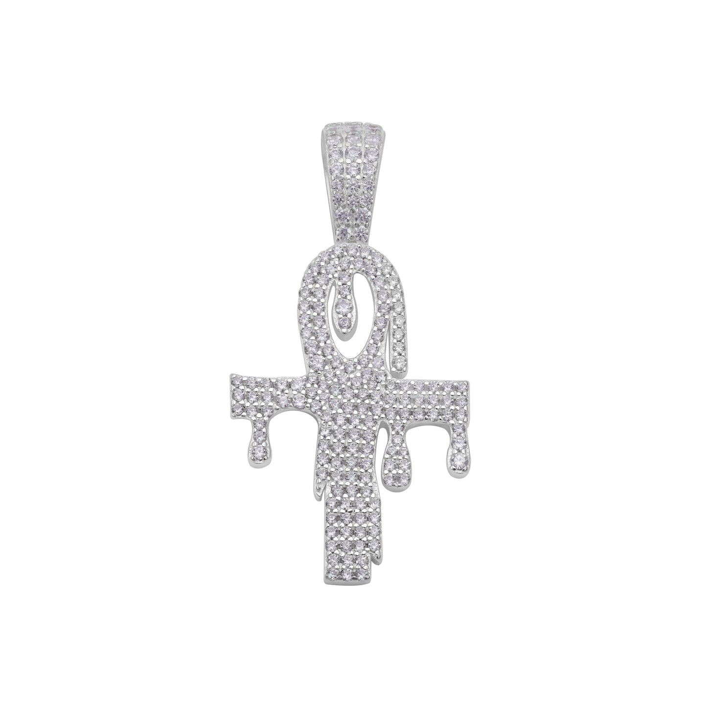 Iced Out Style Cross Drip Pendant - 925 Sterling Silver