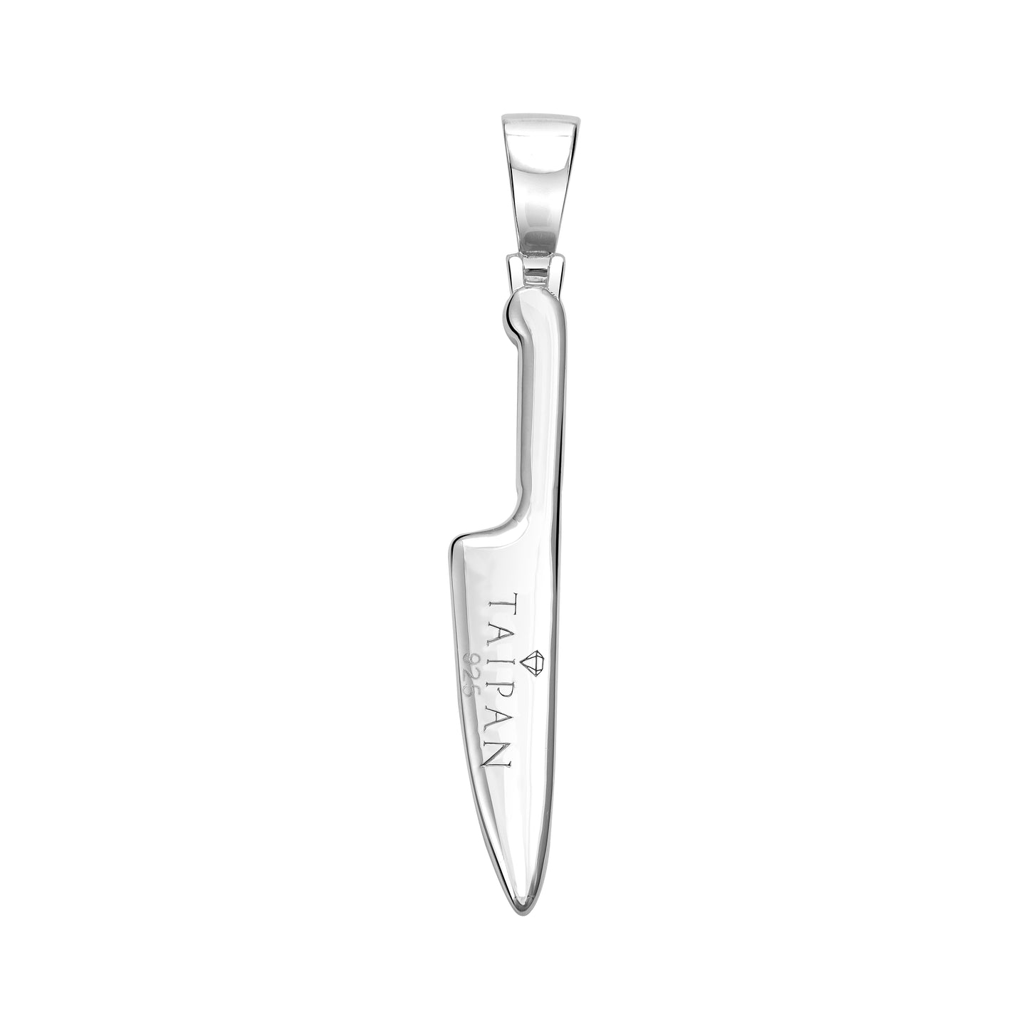 Knife Iced Out Style Pendant - 925 Sterling Silver